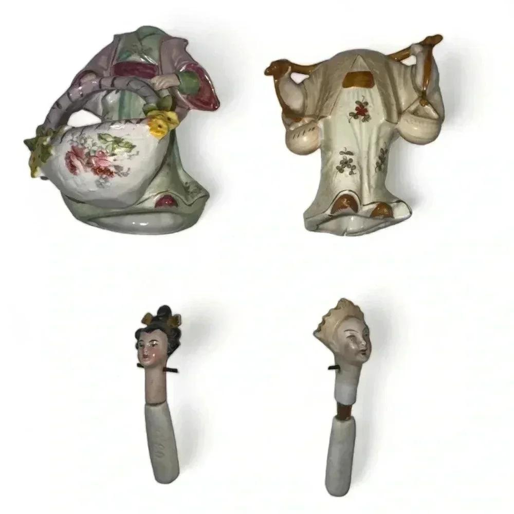 1940s Hand-Painted Japanese Porcelain Nodders - Picture 3 of 5